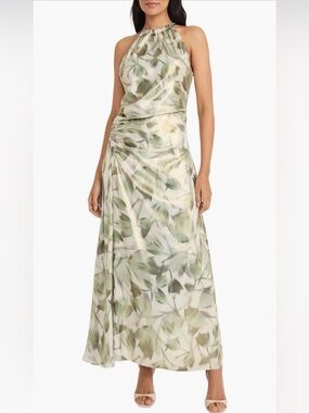 Maggy London - Ruched Halter Neck Satin Gown